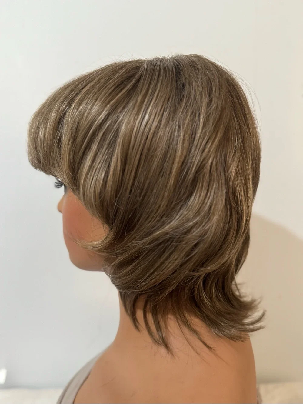 Henry Margu Short Layered Brown Highlighted Wig with Bangs Made in Japan